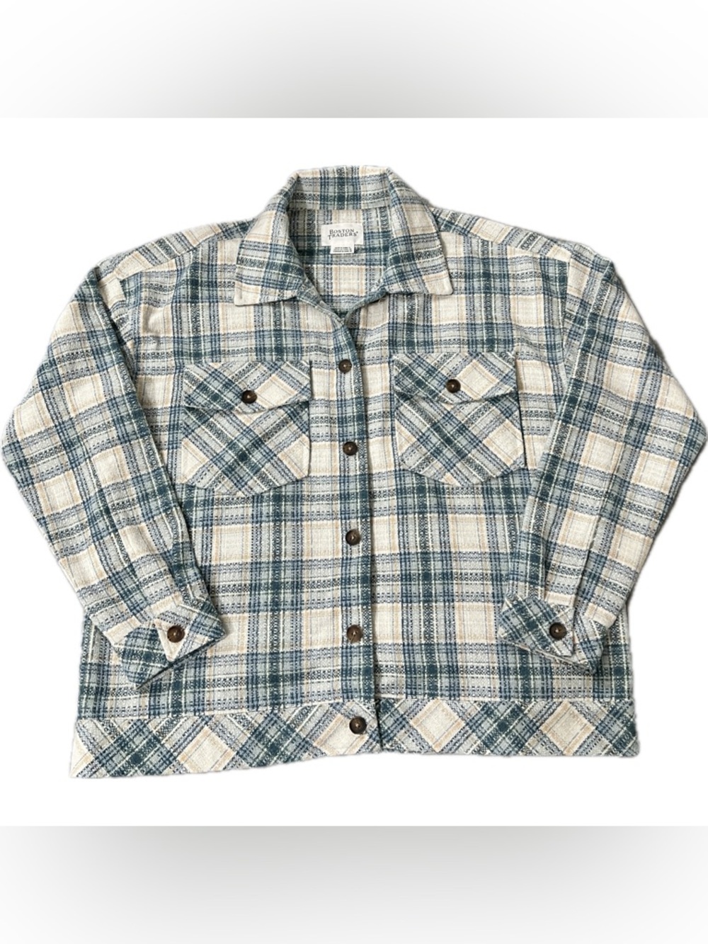 Boston Traders Blue & Cream Plaid Shirt Jacket US Women’s Large L